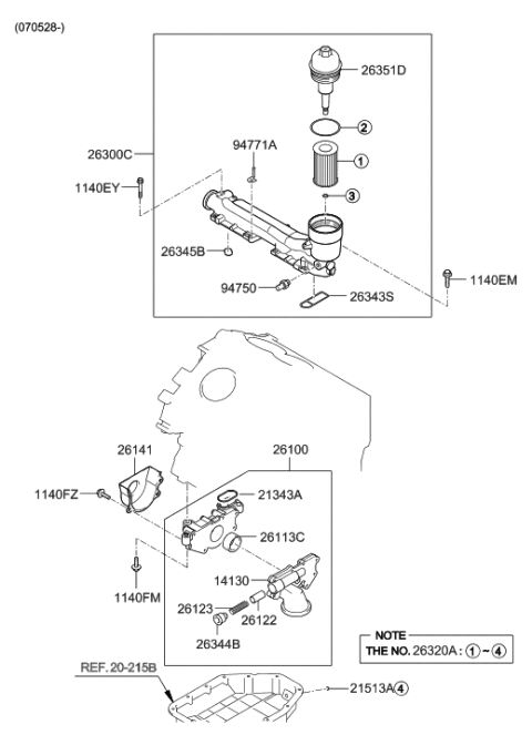 2007 Hyundai Sonata Old Body Style Front Case & Oil Filter Diagram 3