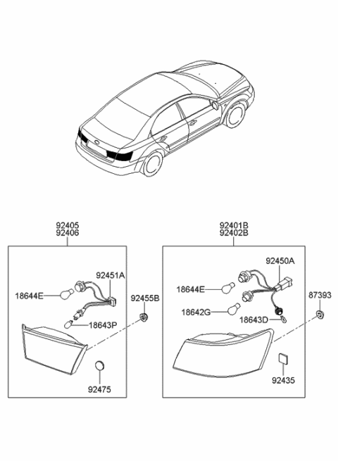 2007 Hyundai Sonata Lamp Assembly-Rear Combination Outside,RH Diagram for 92402-0A001