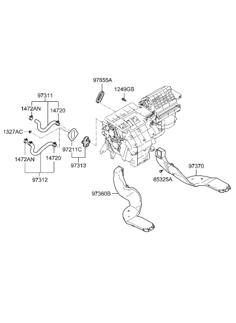 2007 Hyundai Sonata Old Body Style Heater System-Duct & Hose Diagram