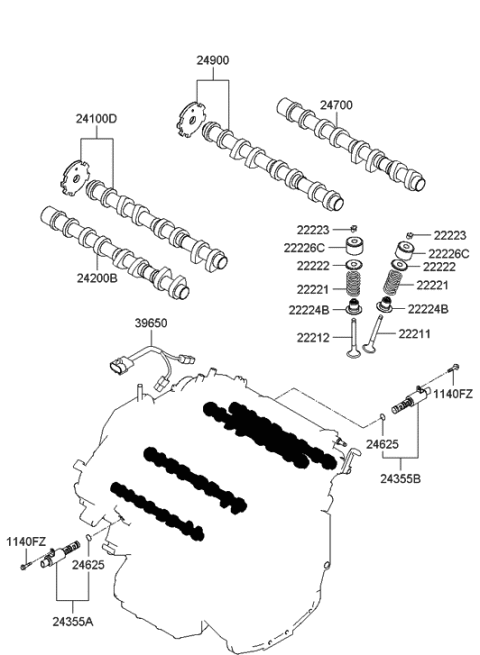 2007 Hyundai Sonata Old Body Style Camshaft & Valve Diagram 3