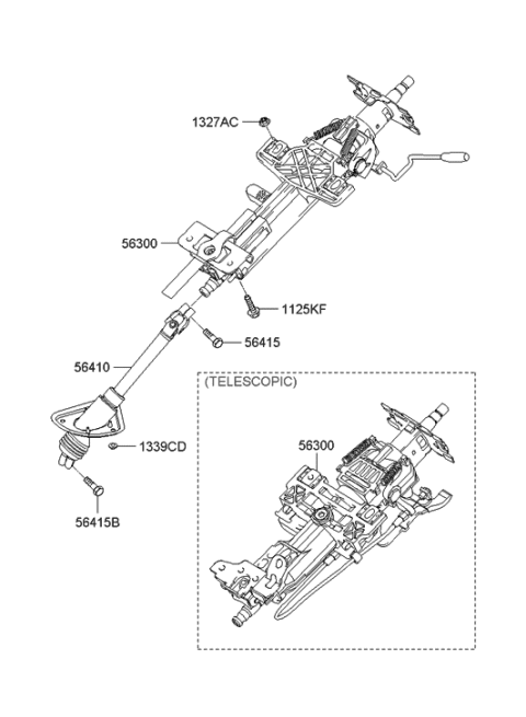 2007 Hyundai Sonata Old Body Style Steering Column & Shaft Diagram