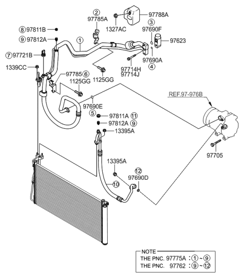 2007 Hyundai Sonata Old Body Style Air conditioning System-Cooler Line Diagram 1
