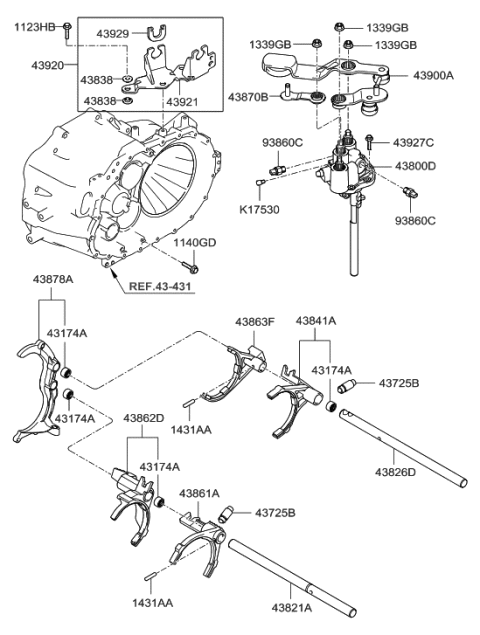 2007 Hyundai Sonata Gear Shift Control-Manual Diagram 1