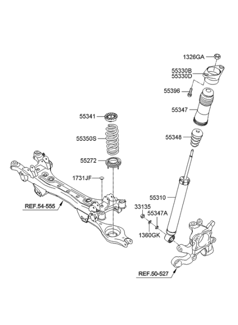 2007 Hyundai Sonata Old Body Style Rear Shock Absorber & Spring Diagram