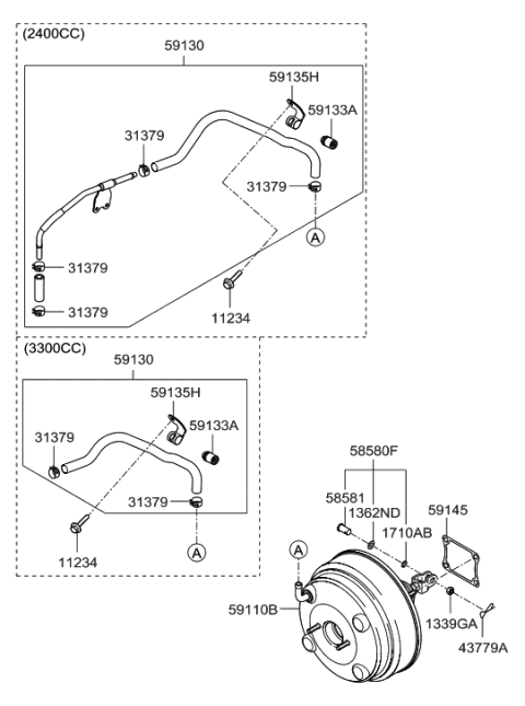 2007 Hyundai Sonata Booster Assembly-Brake Diagram for 59110-3K401