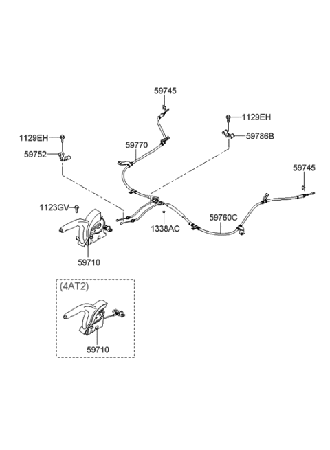 2007 Hyundai Sonata Lever Assembly-Parking Brake Diagram for 59710-3K100-CH