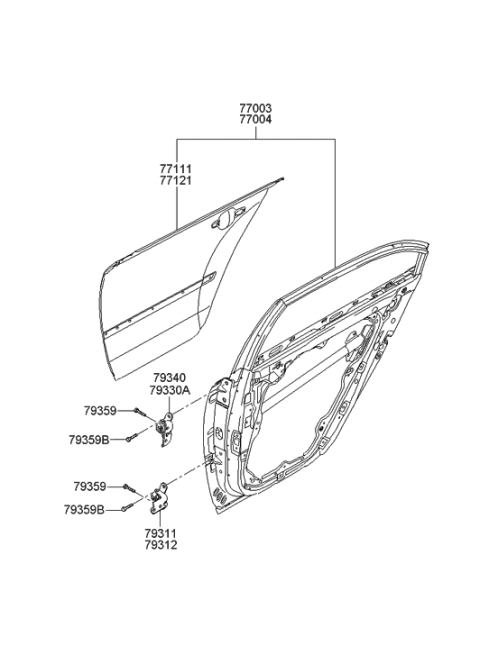 2007 Hyundai Sonata Old Body Style Panel-Rear Door Diagram