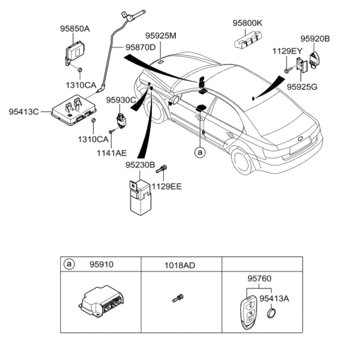 2007 Hyundai Sonata Transmitter Assembly Diagram for 95430-3K201