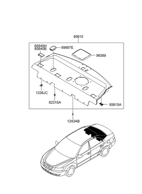 2007 Hyundai Sonata Guide Assembly-Rear Seat Belt Webb Diagram for 85640-3K001-QS