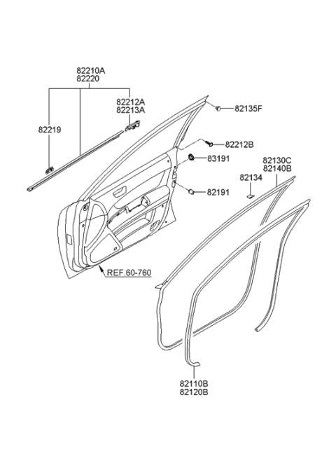 2007 Hyundai Sonata Front Door Moulding Diagram