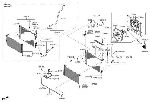 2007 Hyundai Sonata Hose Assembly-Water Diagram for 25450-3K215