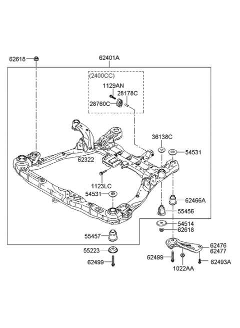 2007 Hyundai Sonata Old Body Style Front Suspension Crossmember Diagram