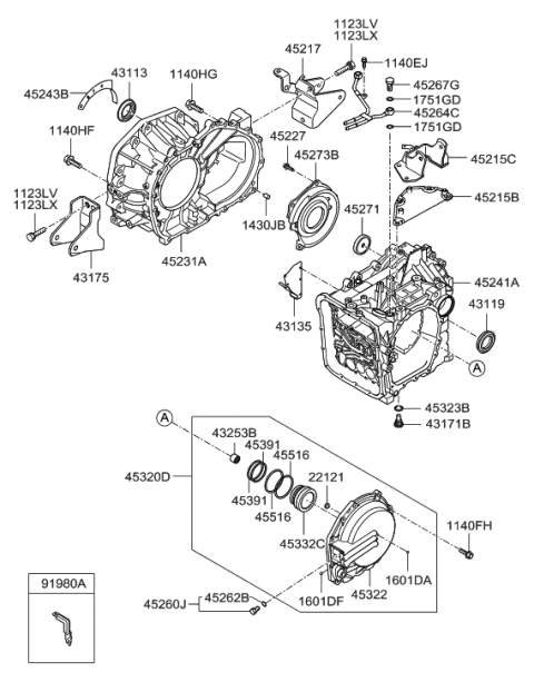 2007 Hyundai Sonata Old Body Style Auto Transmission Case Diagram 1