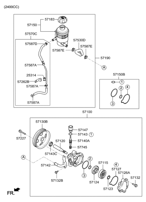 2007 Hyundai Sonata Old Body Style Power Steering Oil Pump Diagram 1
