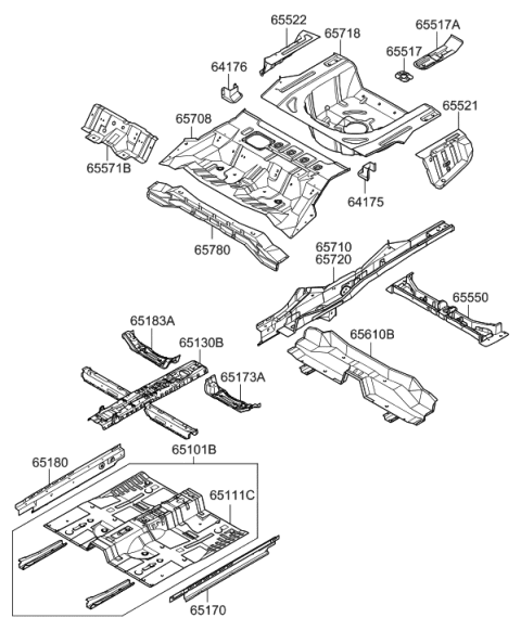 2007 Hyundai Sonata Member Assembly-Rear Floor Side,RH Diagram for 65720-0A000