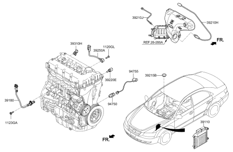 2007 Hyundai Sonata Engine Control Module Unit Diagram for 39110-25126