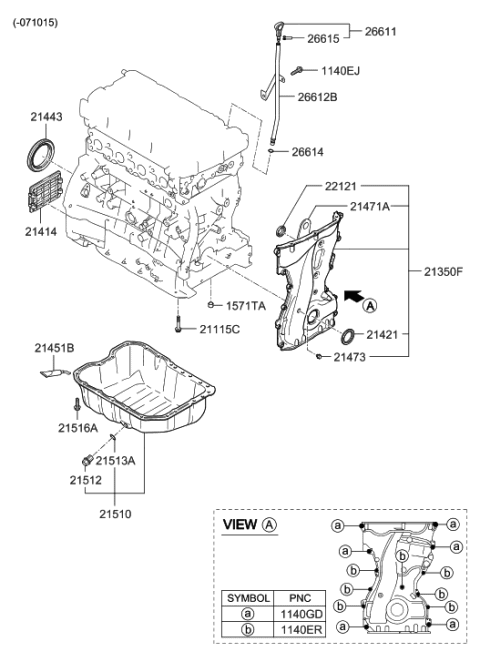 2007 Hyundai Sonata Old Body Style Belt Cover & Oil Pan Diagram 1