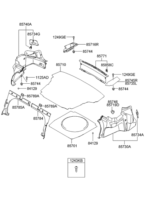 2007 Hyundai Sonata Trim Assembly-Luggage Side LH Diagram for 85730-0A001-LK