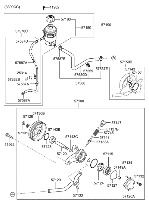2007 Hyundai Sonata Plate-Power Steering Oil Pump Side Diagram for 57124-1C300