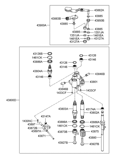 2007 Hyundai Sonata Old Body Style Gear Shift Control-Manual Diagram 2