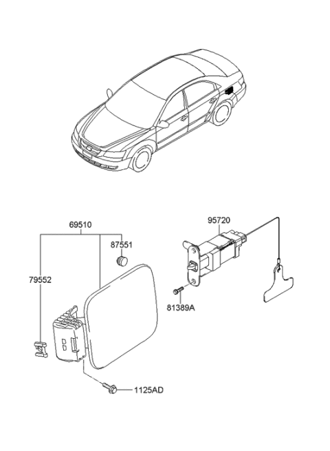 2007 Hyundai Sonata Old Body Style Fuel Filler Door Diagram