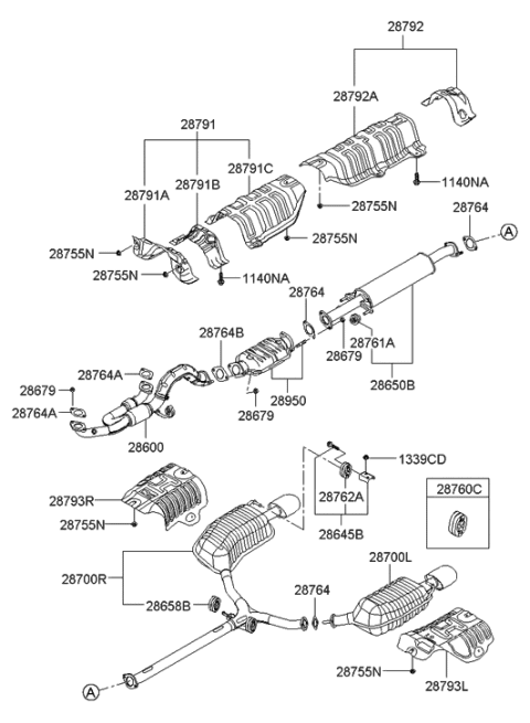 2007 Hyundai Sonata Muffler & Exhaust Pipe Diagram 2