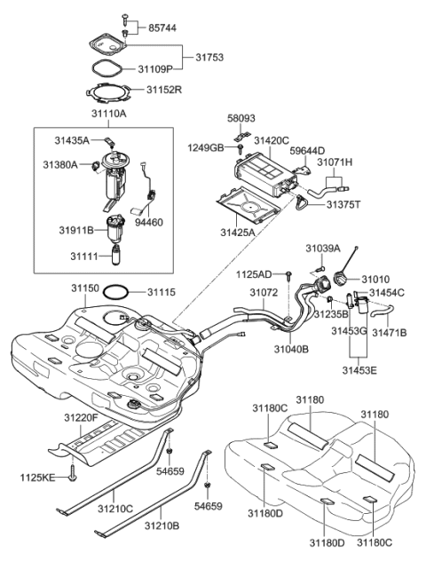 2007 Hyundai Sonata Old Body Style Fuel System Diagram 1