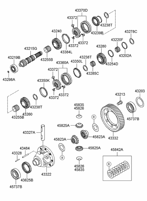 2007 Hyundai Sonata Gear-Differential Drive Diagram for 43332-24310