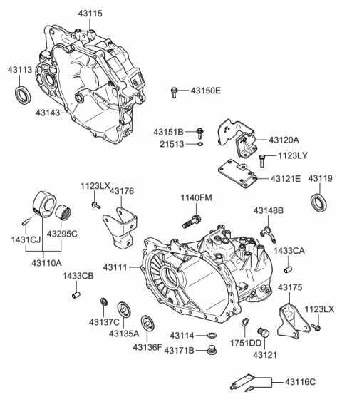 2007 Hyundai Sonata Old Body Style Transaxle Case-Manual Diagram