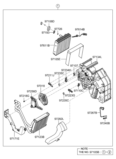 2007 Hyundai Sonata Old Body Style Heater System-Heater & Blower Diagram 1
