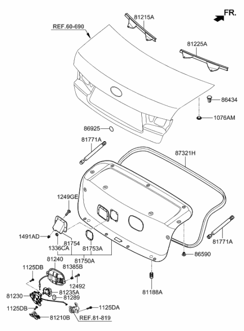 2007 Hyundai Sonata Old Body Style Trunk Lid Trim Diagram