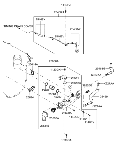 2007 Hyundai Sonata Old Body Style Coolant Pipe & Hose Diagram 2