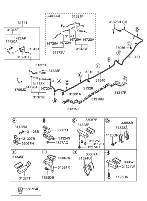 2007 Hyundai Sonata Tube-Front Vapor Diagram for 31342-3K000