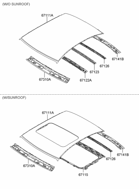2007 Hyundai Sonata Old Body Style Roof Panel Diagram