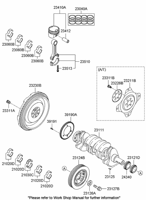 2007 Hyundai Sonata Old Body Style Crankshaft & Piston Diagram 1