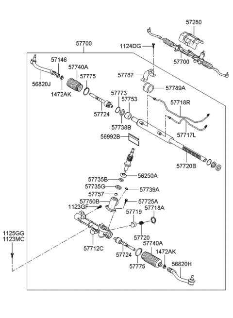 2007 Hyundai Sonata Old Body Style Power Steering Gear Box Diagram