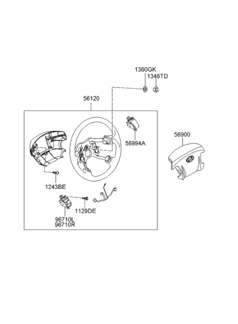 2007 Hyundai Sonata Steering Wheel Body Assembly Diagram for 56110-0A510-FZ