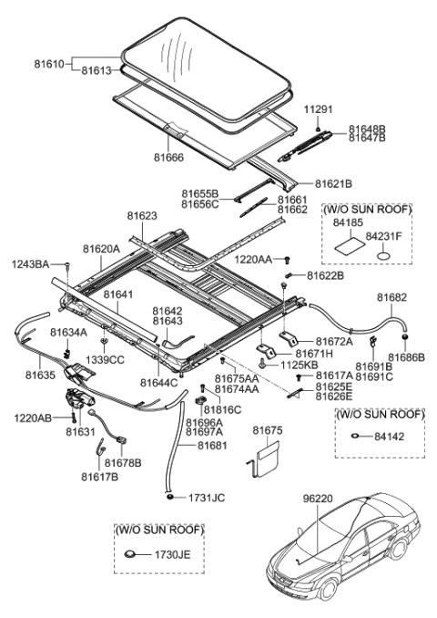 2007 Hyundai Sonata Old Body Style Sunroof Diagram