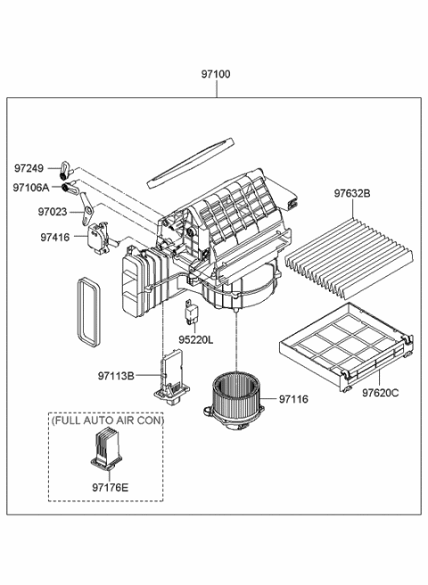 2007 Hyundai Sonata Blower Unit Diagram for 97100-0A120