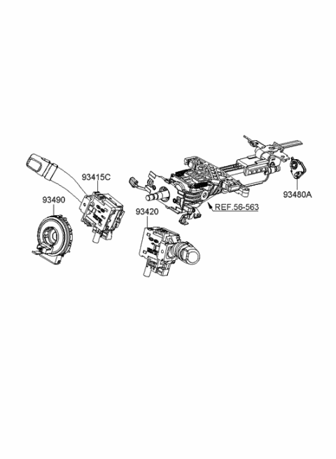 2007 Hyundai Sonata Switch Assembly-Wiper & Washer Diagram for 93420-3K201