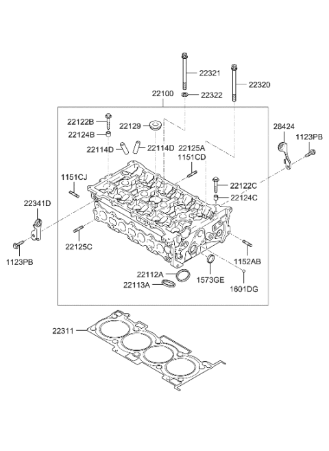 2007 Hyundai Sonata Old Body Style Cylinder Head Diagram 1
