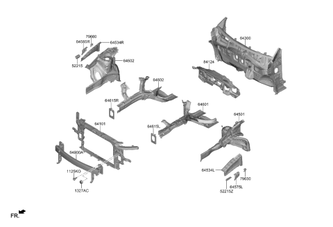 2022 Hyundai Kona Electric Fender Apron & Radiator Support Panel Diagram