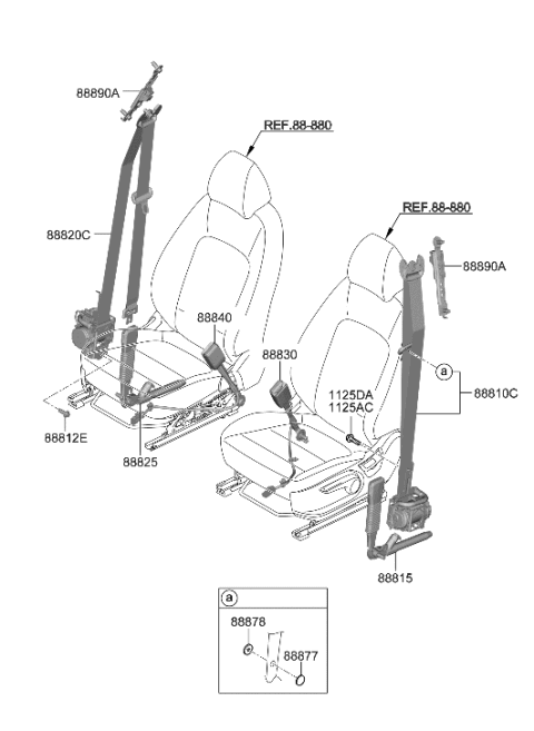 2022 Hyundai Kona Electric Front Left Seat Belt Assembly Diagram for 88810-K4500-TRY