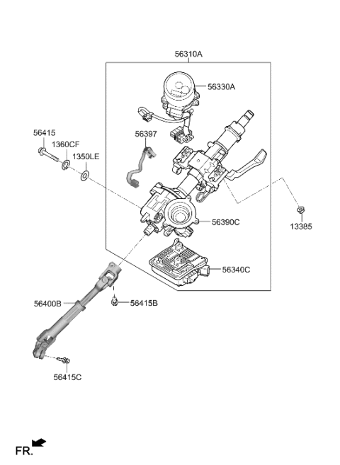 2001 Hyundai XG300 COLUMN ASSY-STEERING Diagram for 56310-K4261