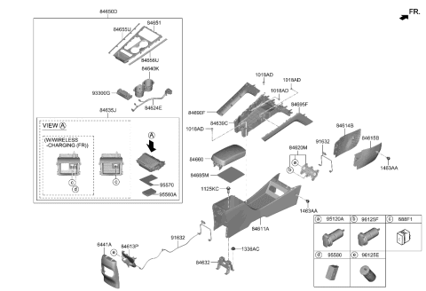 2001 Hyundai XG300 ARMREST Assembly-Console Diagram for 84660-K4000-YPR