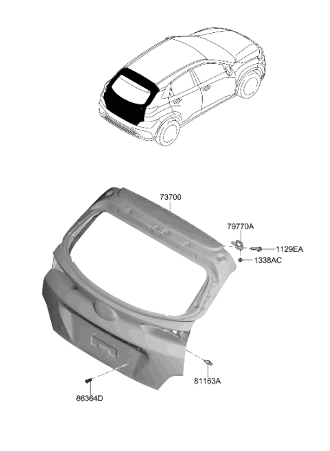 2023 Hyundai Kona Electric Tail Gate Diagram