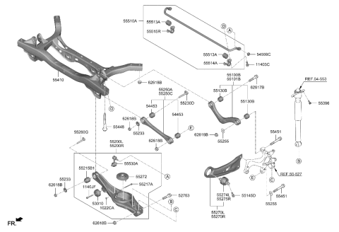 1993 Hyundai Elantra Arm Assembly-RR Trailing Arm,RH Diagram for 55280-K4000