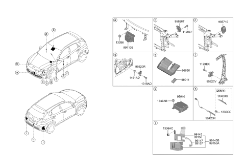 2022 Hyundai Kona Electric Unit Assembly-Rear Corner Radar,RH Diagram for 99150-K4500