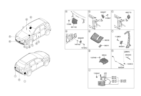 2001 Hyundai XG300 Unit Assembly-Front Radar Diagram for 99110-K4500