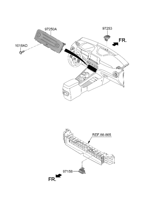 1993 Hyundai Elantra Control Assembly-Heater Diagram for 97250-K4AR0-RET